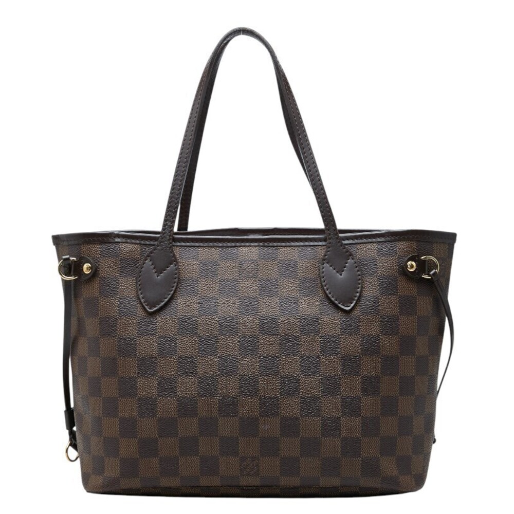 Louis Vuitton Damier Neverfull Tote Bag Leather Brown